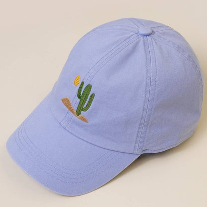Cactus Embroidered Cotton Baseball Cap