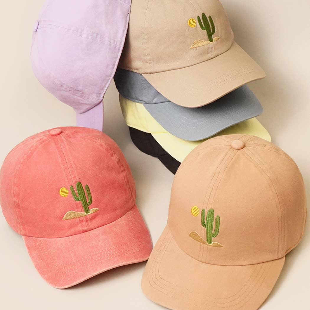 Cactus Embroidered Cotton Baseball Cap