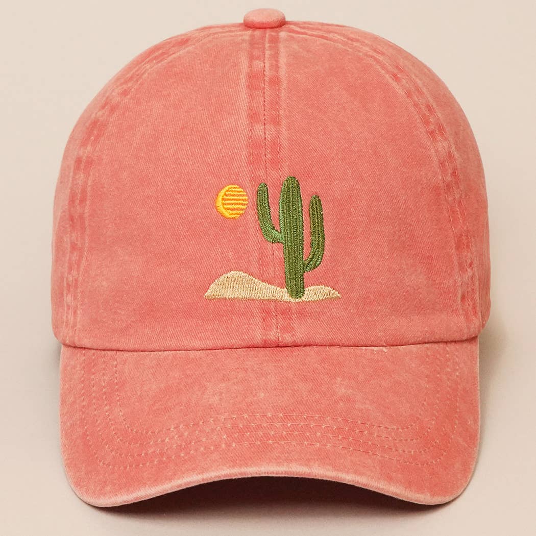 Cactus Embroidered Cotton Baseball Cap