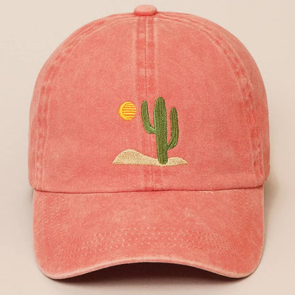 Cactus Embroidered Cotton Baseball Cap