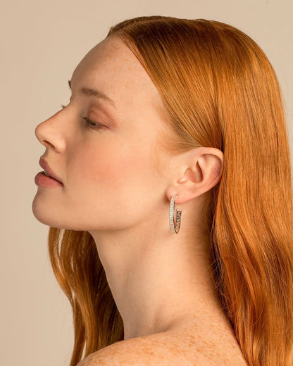 Mom Baguette Maxi Hoop Earrings