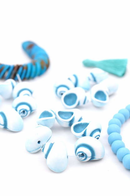 Cerulean Seashells German Resin Beads, 18mm, 6 Charms