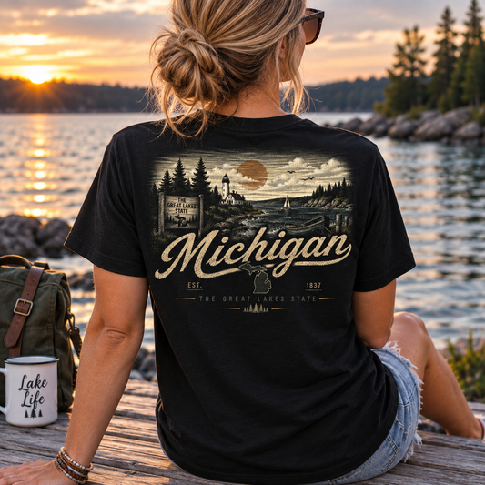 Michigan Great Lakes State Lighthouse T-Shirt
