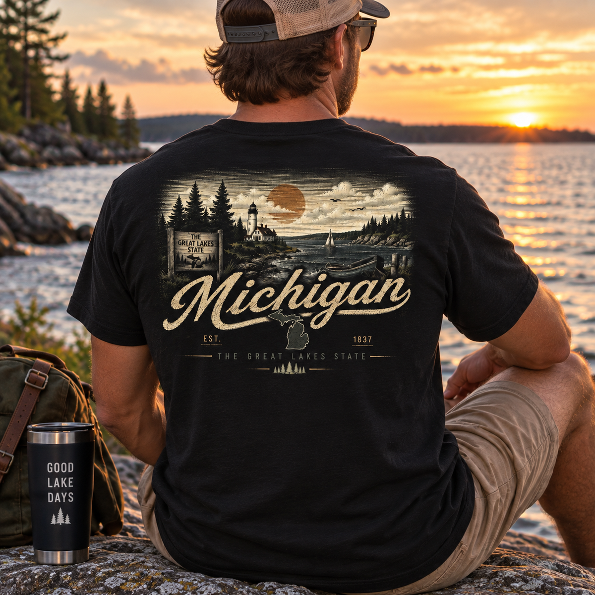 Michigan Great Lakes State Lighthouse T-Shirt