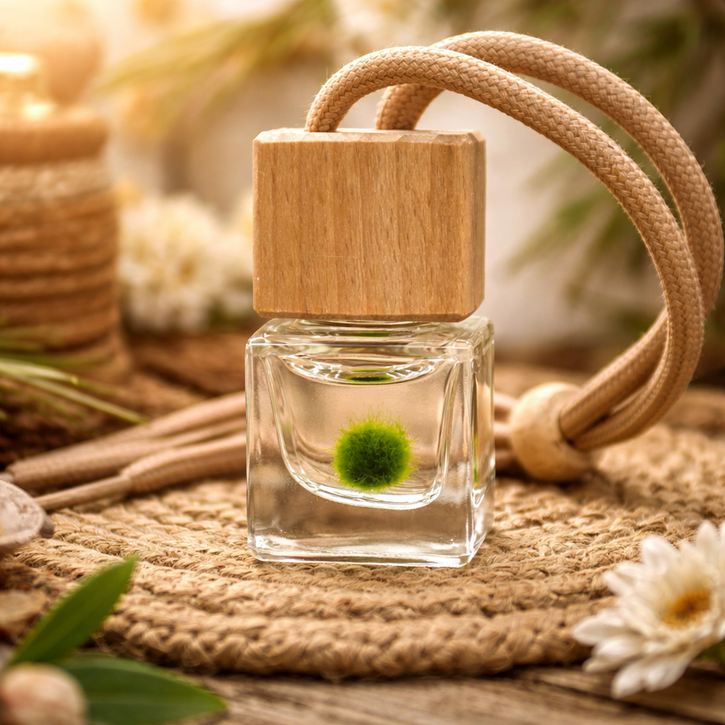 Hanging Square Glass Bottle Mini Terrarium with Wood Top