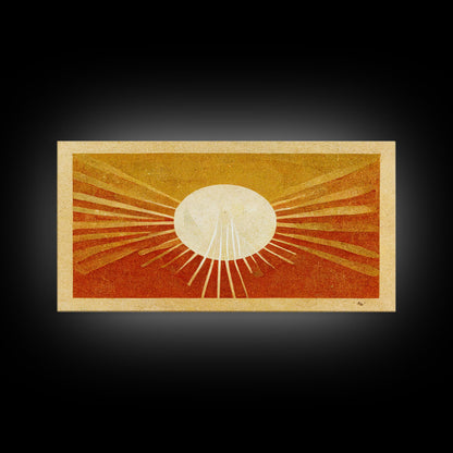 Abstract Midcentury Modern Sunburst, Canvas Print, Art Deco Style wall art, sun with sun rays, sun burst, boho style, ready to hang