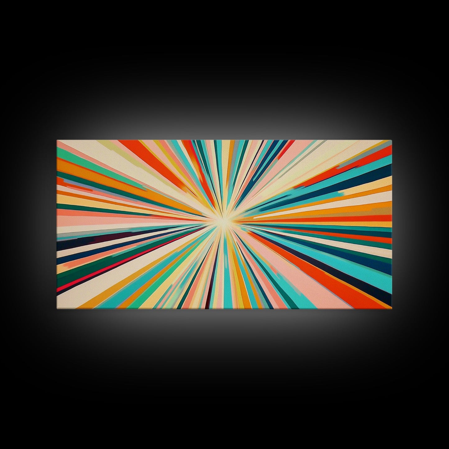 Abstract Star Burst Large Panoramic Wall Art Canvas Print - Horizontal Above Sofa Wall Art - Above Couch Wall Decor - Minimalist Boho Art