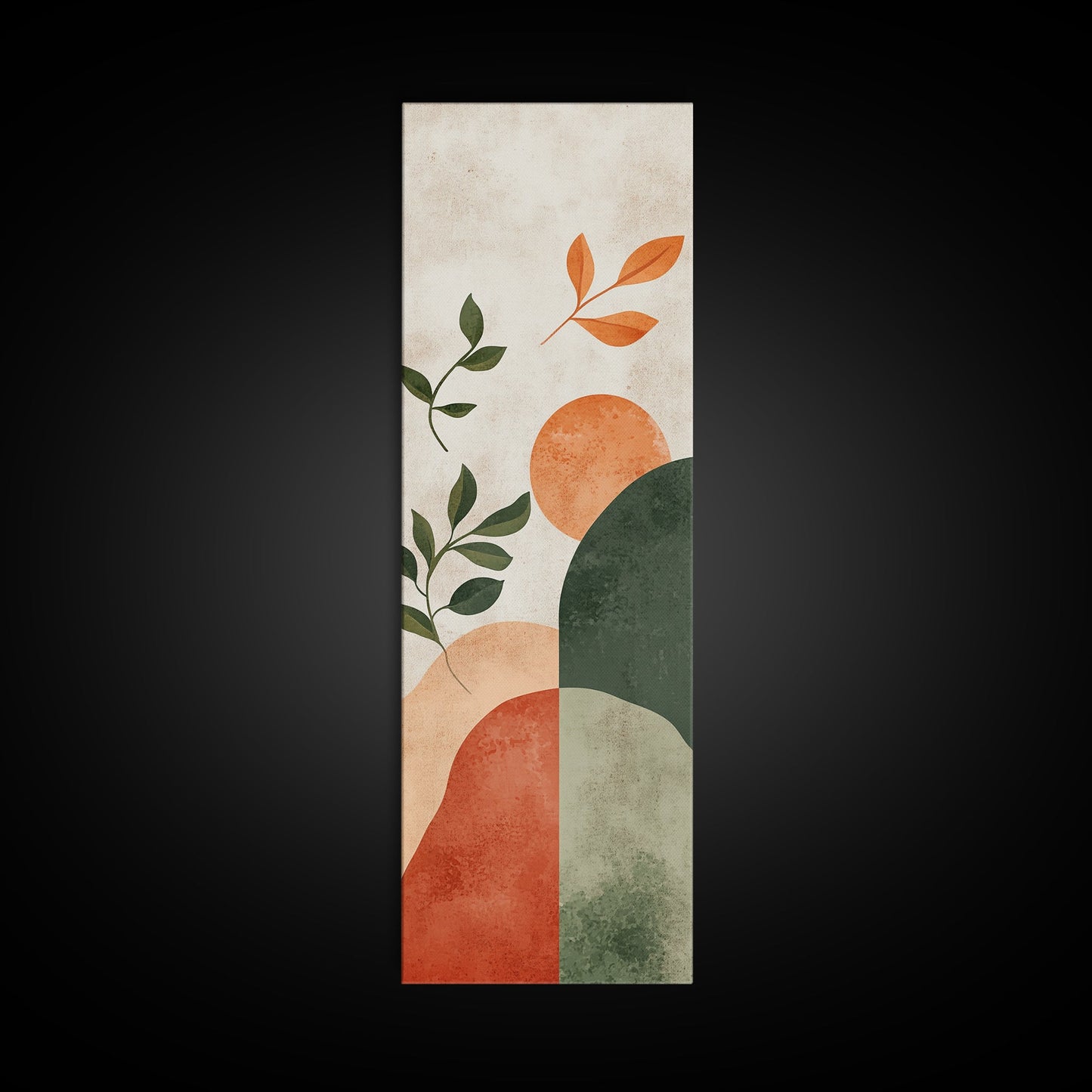 Canvas Print of Abstract Minimalist Art with Sage Green Wall Art, Orange Accents, Boho Decor, Southwest Wall Art, Above Couch Art, Living Room Art