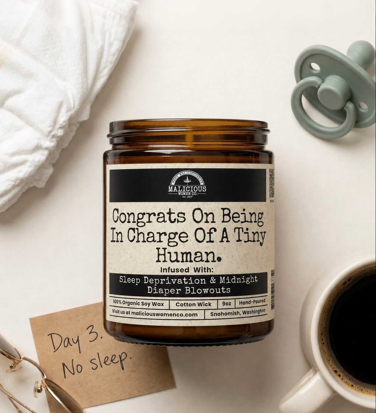 Congrats On Being In Charge Of A Tiny Human 9oz Family Candle Malicious Women Co