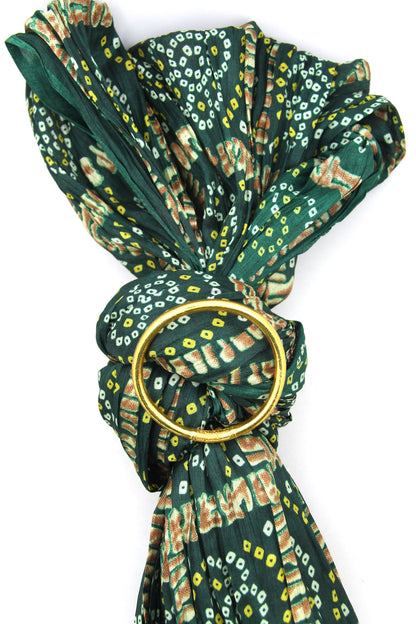 Traveler Gift Set: Multicolor Scarf, Gold Thai Buddhist Bangle