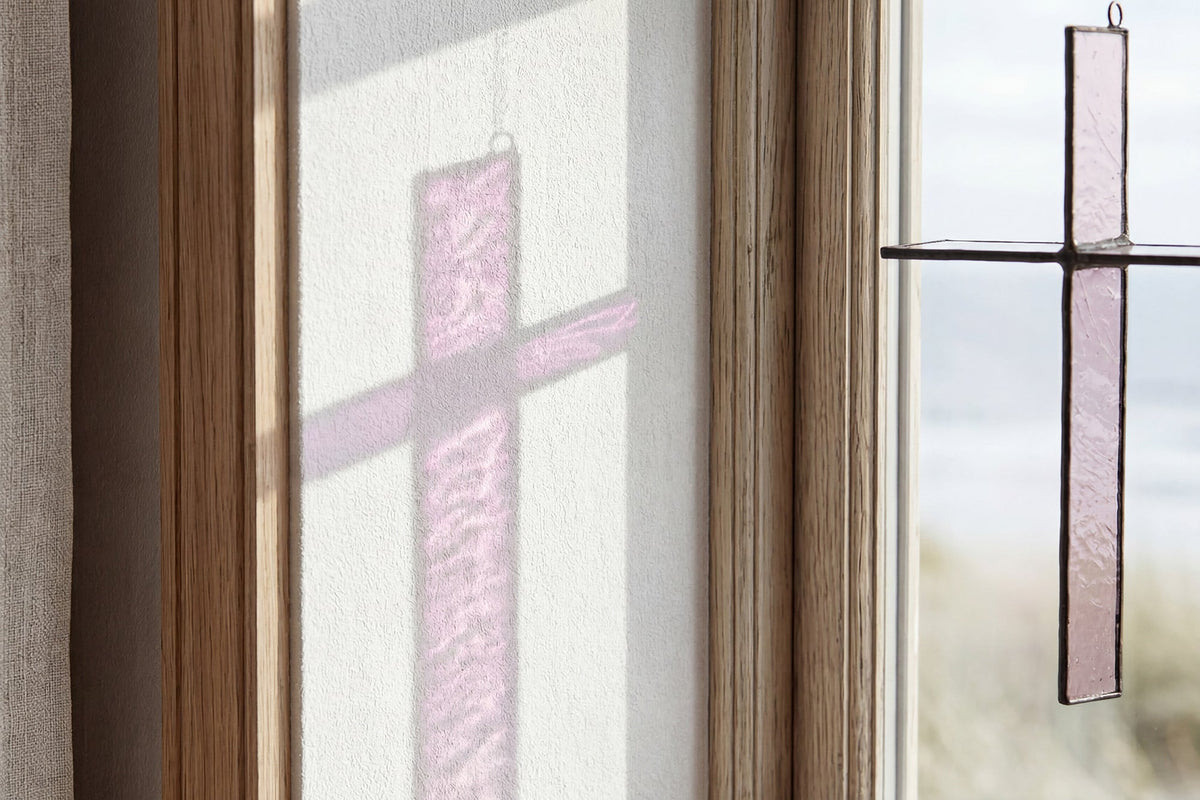 Rose Mist Cross Suncatcher
