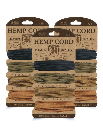 #20 (1mm) Hemp Cord 4-Color Card Value Packs