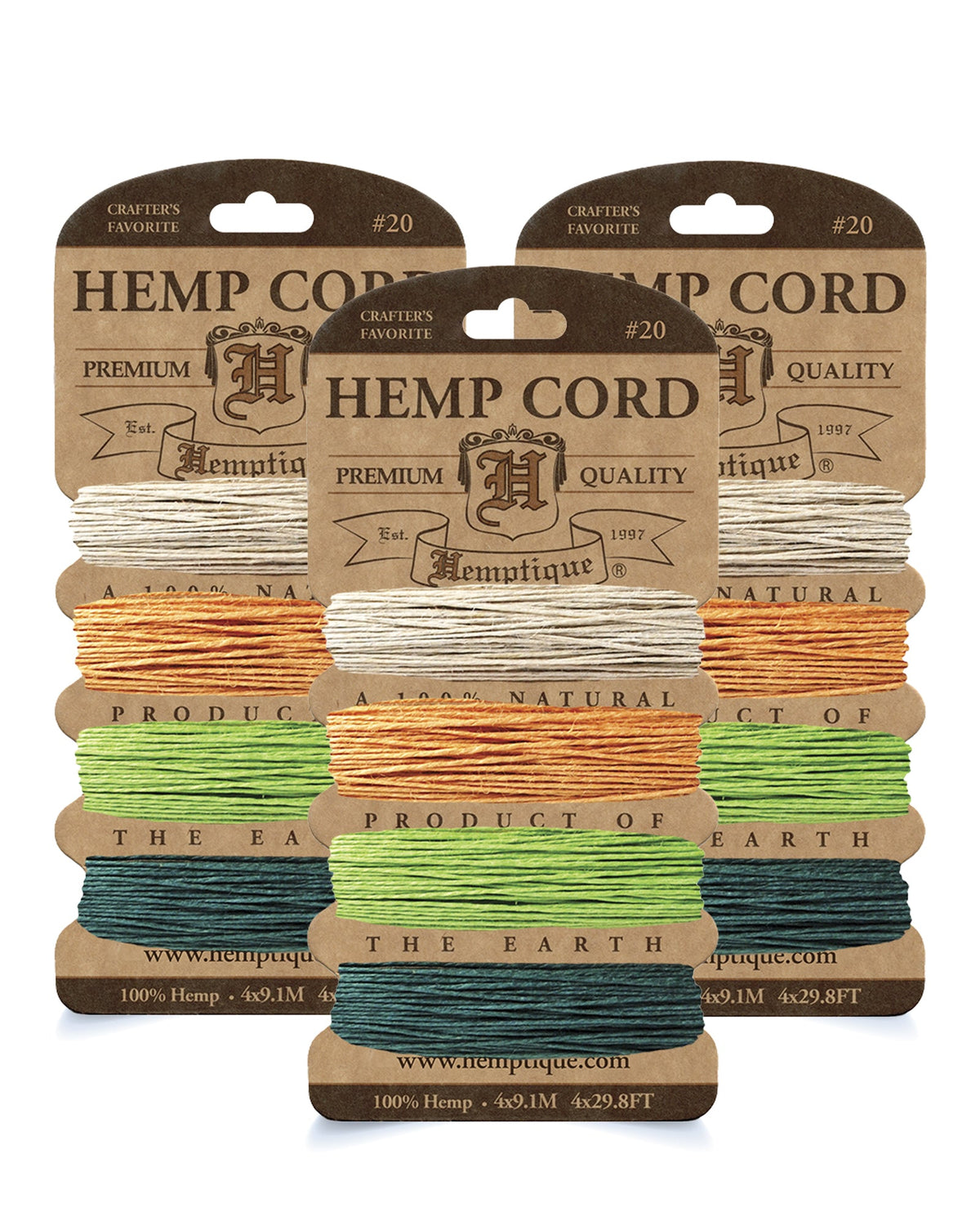 #20 (1mm) Hemp Cord 4-Color Card Value Packs