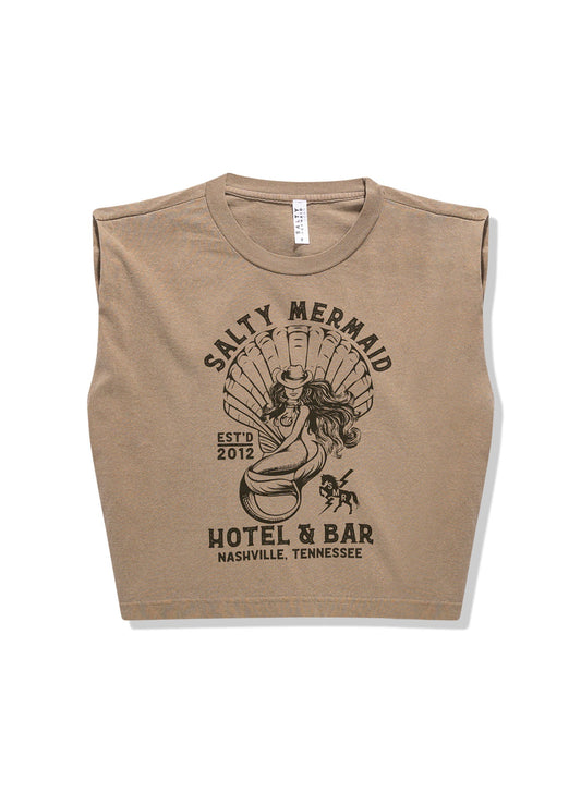 Nashville 'Salty Mermaid Hotel & Bar' Cropped Muscle Tank