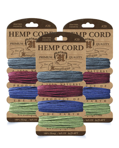 #20 (1mm) Hemp Cord 4-Color Card Value Packs