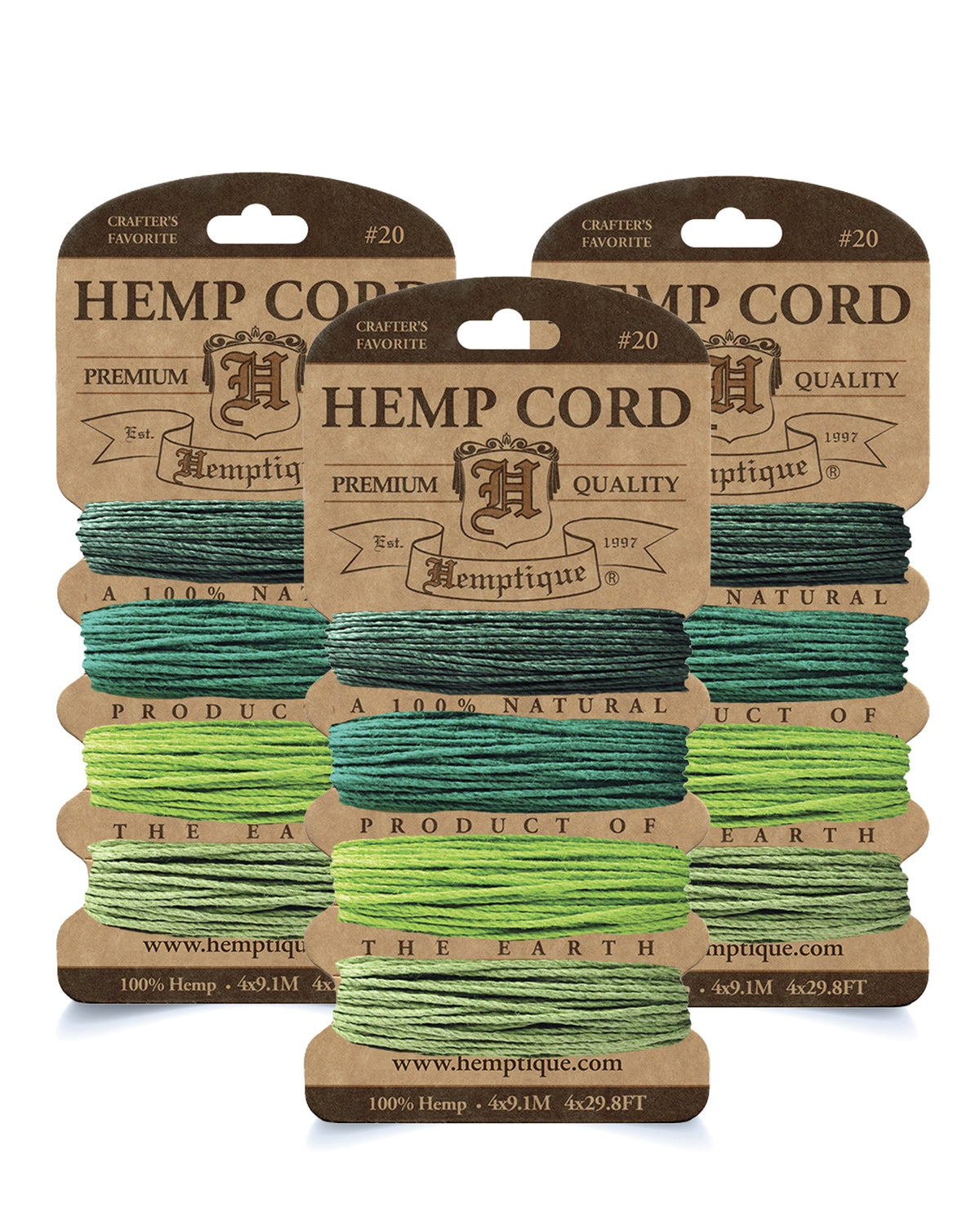 #20 (1mm) Hemp Cord 4-Color Card Value Packs