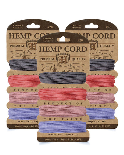 #20 (1mm) Hemp Cord 4-Color Card Value Packs
