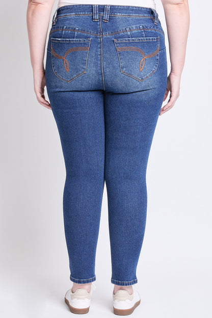 Women's Plus WannaBettaButt Mid Rise Embroidered Skinny Jean