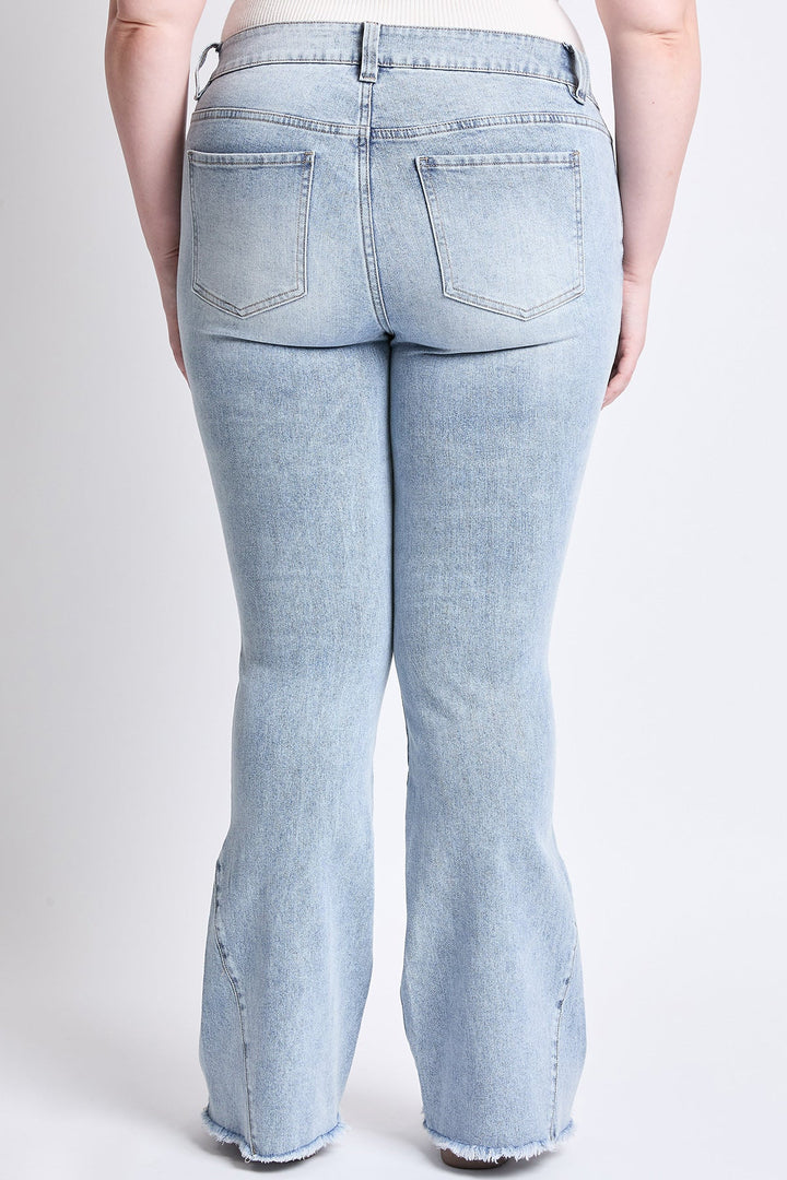 Women's Plus Low Rise Frayed Hem Flare Jeans