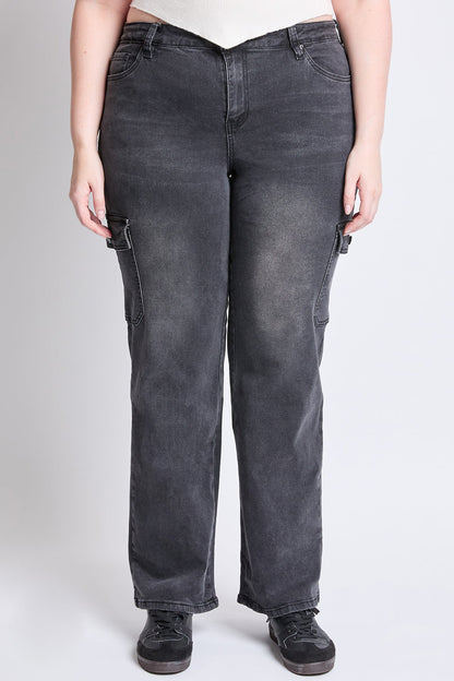 Women's Plus High Rise Wide Leg Skater Cargo Jeans