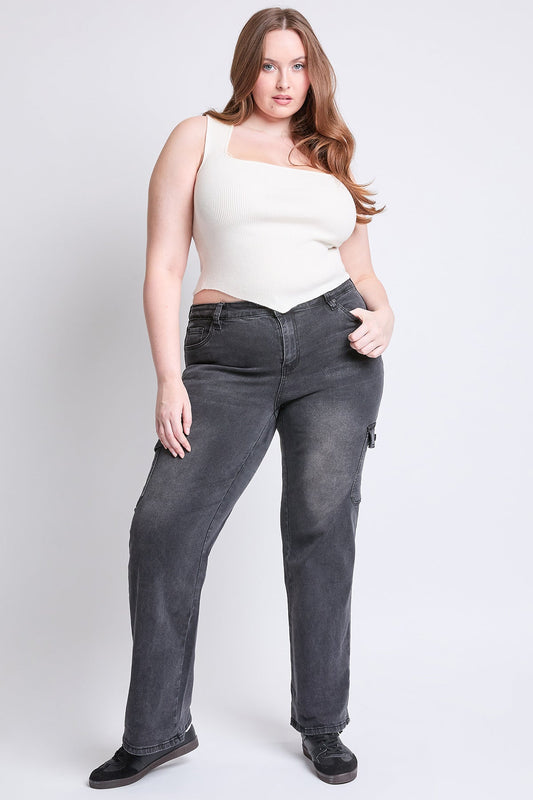 Women's Plus High Rise Wide Leg Skater Cargo Jeans