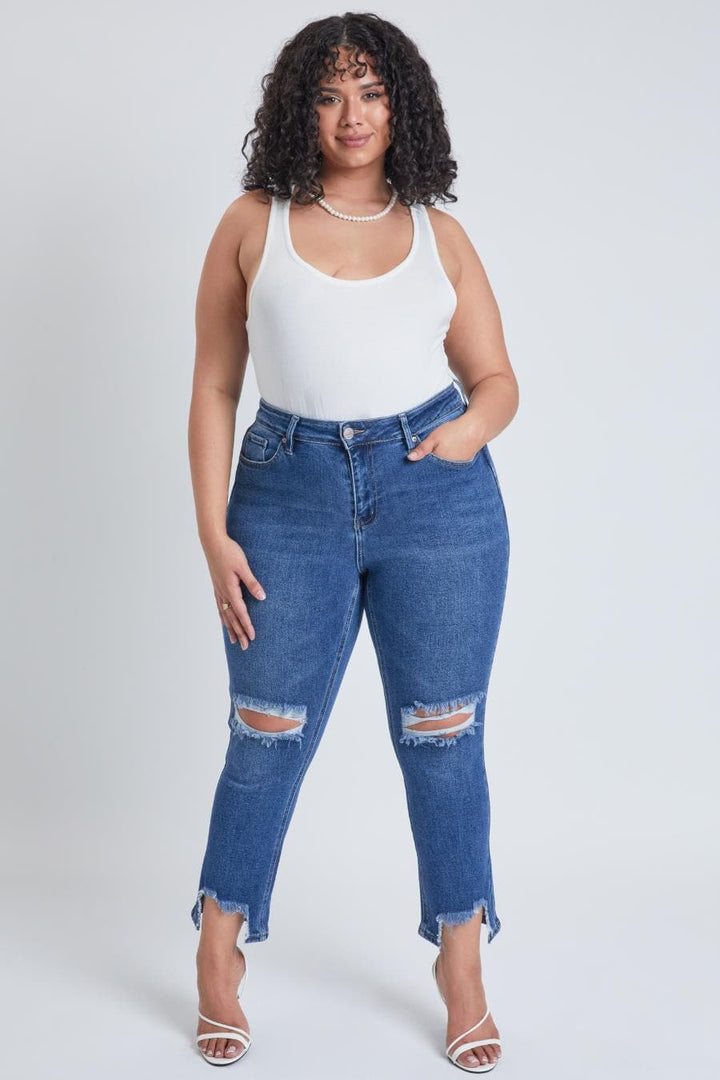 Women's Plus Dream Slim Straight Ankle Jeans With Hem Destruction