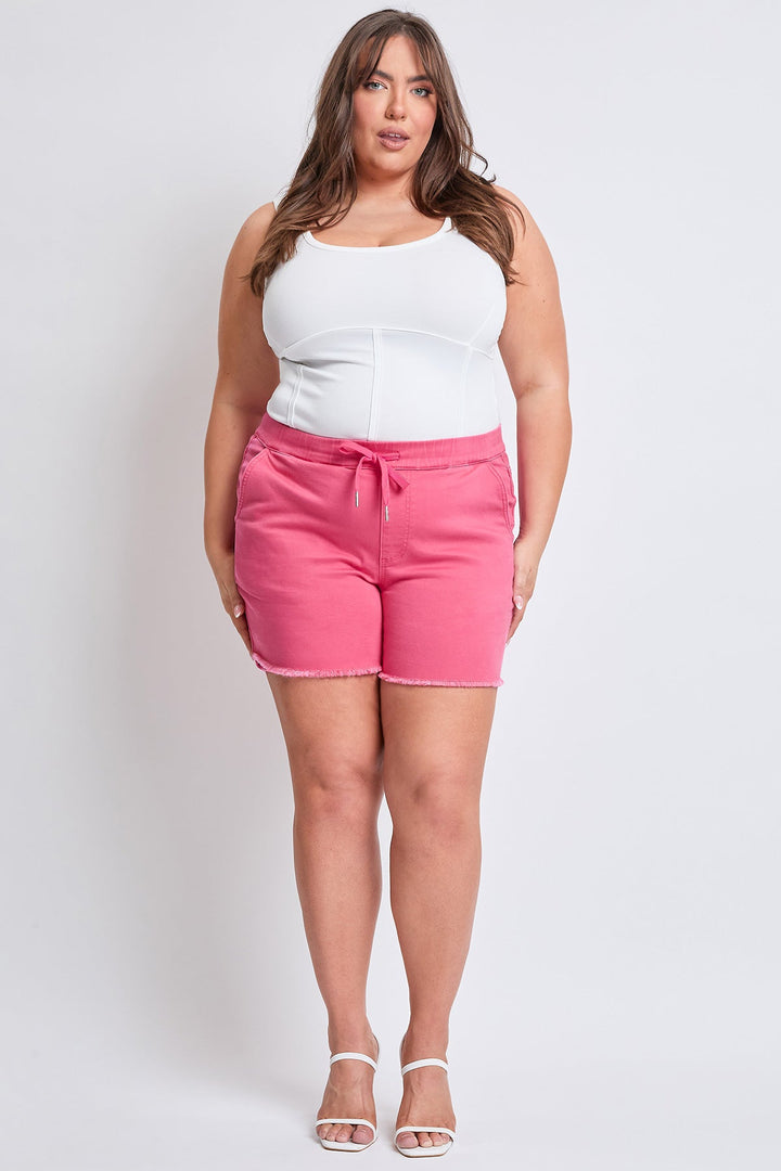 Women's Plus Frayed Hem Pull-on Shorts