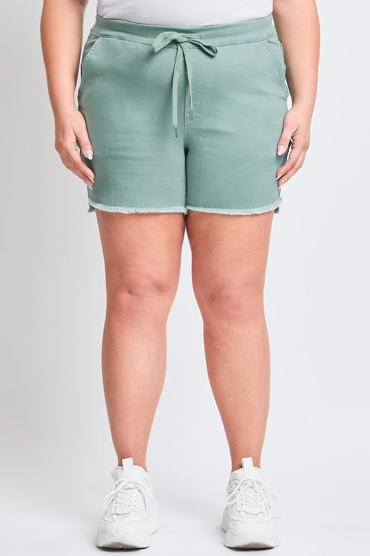 Women's Plus Frayed Hem Pull-on Shorts