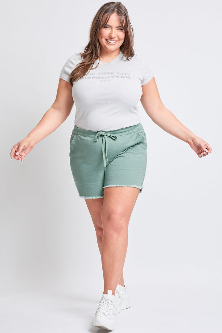 Women's Plus Frayed Hem Pull-on Shorts