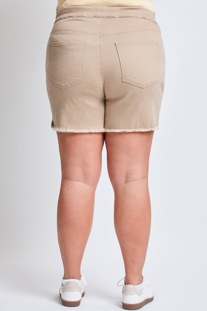 Women's Plus Frayed Hem Pull-on Shorts
