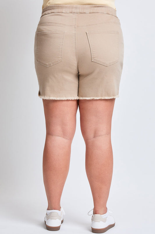 Women's Plus Frayed Hem Pull-on Shorts