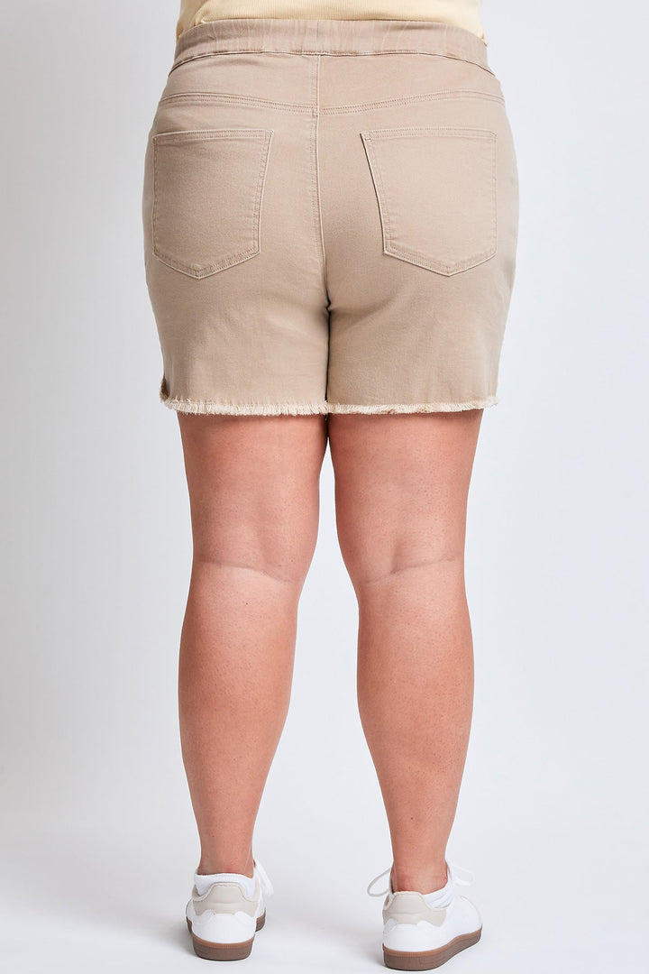 Women's Plus Frayed Hem Pull-on Shorts