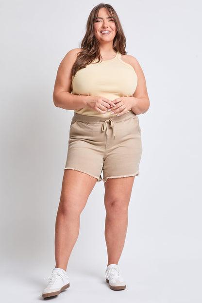 Women's Plus Frayed Hem Pull-on Shorts