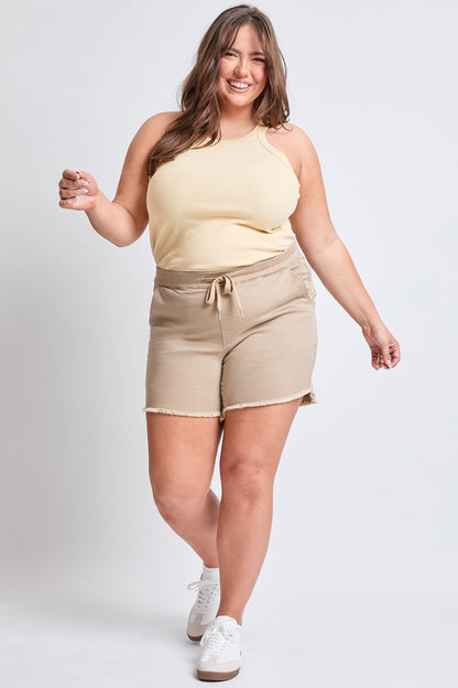 Women's Plus Frayed Hem Pull-on Shorts