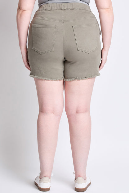 Women's Plus Frayed Hem Pull-on Shorts