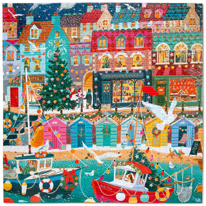 English Seaside Christmas 1000 Piece Jigsaw Puzzle eeBoo