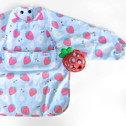The Grayson Long Sleeve Bib - Strawberry Patch