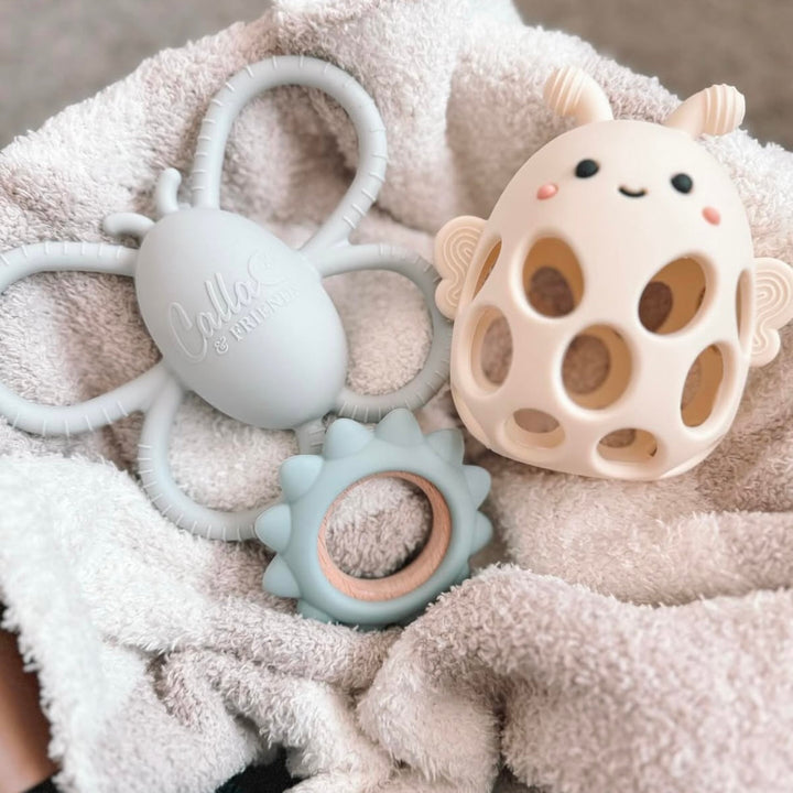 Garden Party Teether Collection - Silicone & Beechwood Sunshine