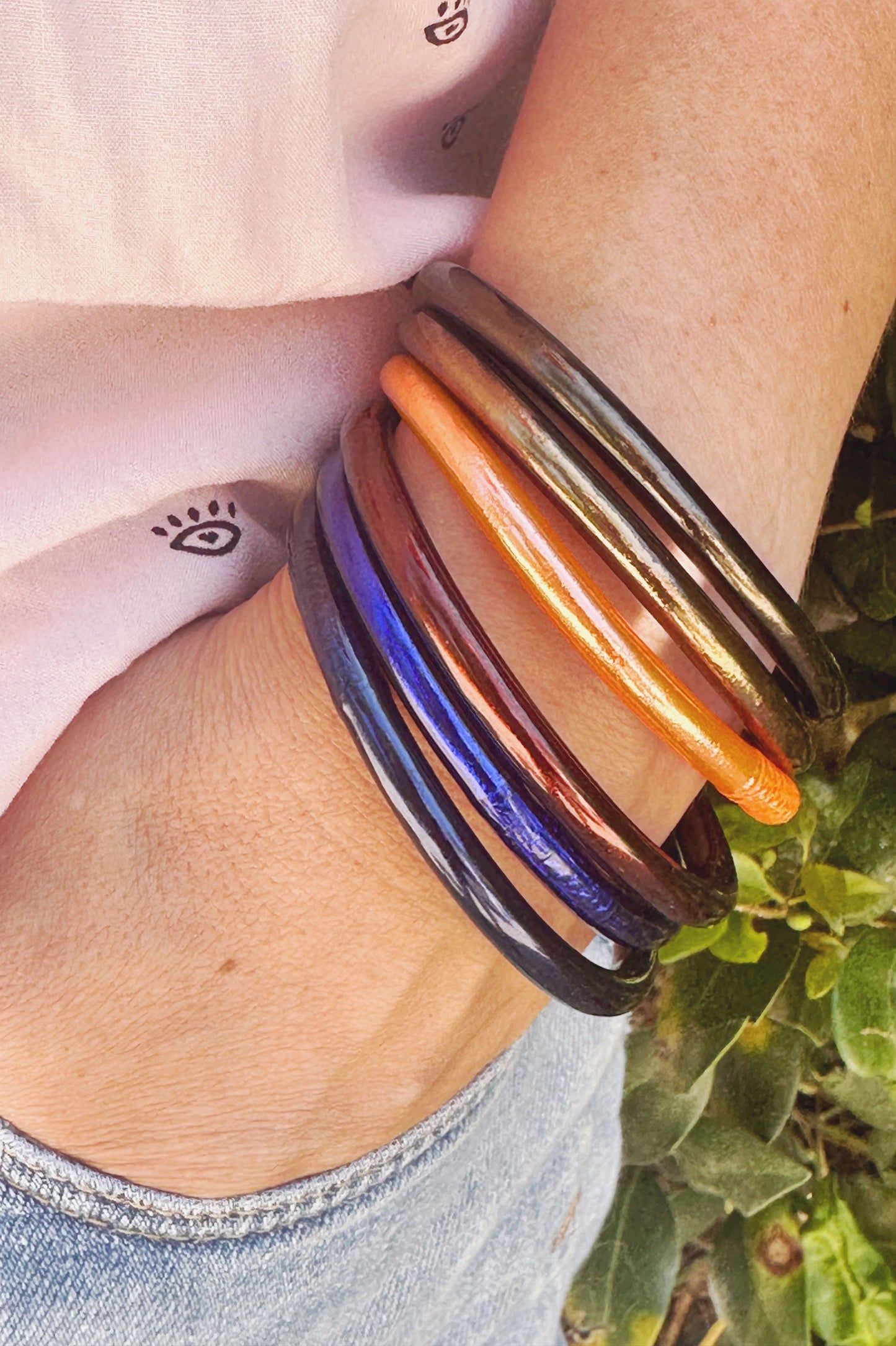 Arm Party Stacks: Rainbow Thai Buddhist Temple Bracelets, Mantra Bangle Sets, Kumlai