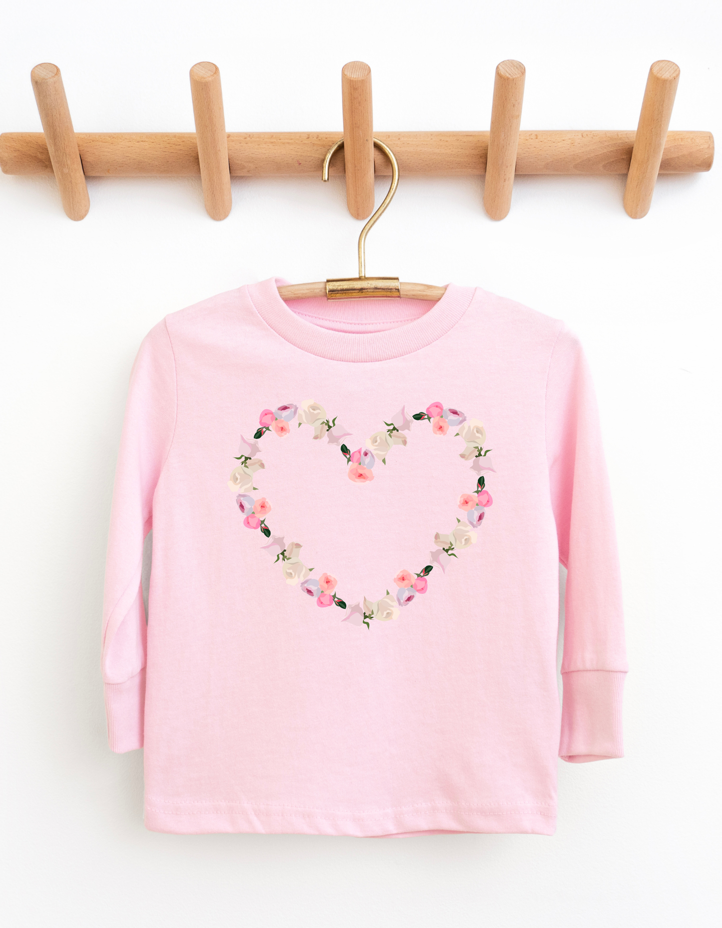 Floral Heart Youth & Toddler Long Sleeve Graphic Tee