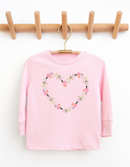 Floral Heart Youth & Toddler Long Sleeve Graphic Tee