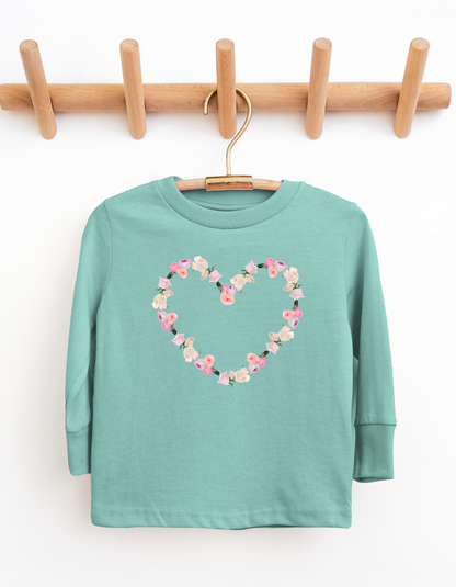 Floral Heart Youth & Toddler Long Sleeve Graphic Tee