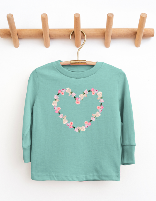 Floral Heart Youth & Toddler Long Sleeve Graphic Tee