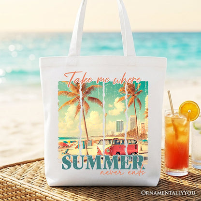 Summer Never Ends Tote Bag, Vintage Gift Shopper