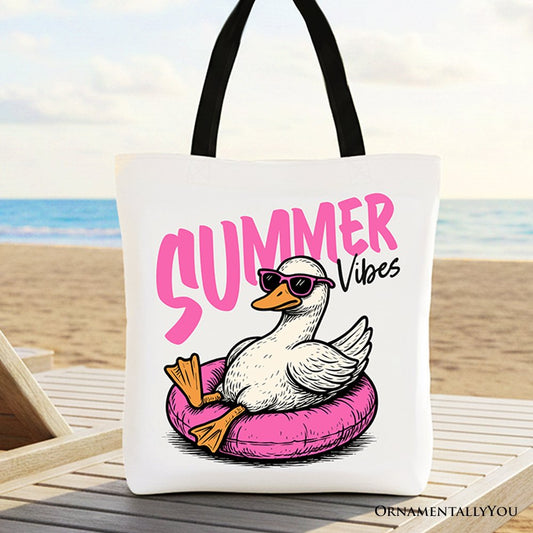 Summer Vibes Goose Tote Bag, Funny Beach Vacation Gift Shopper
