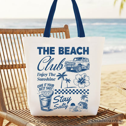 Vintage Coastal Summer Vacation Tote Bag, The Beach Club Stay Salty Gift Shopper