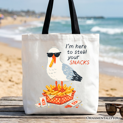 I'm Here To Steal Your Snacks Seagull Tote Bag, Funny Summer Beach Gift Shopper