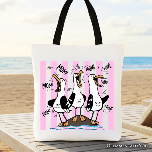 Seagull Mom Coquette Tote Bag, Funny Beach Gift Shopper for Mothers
