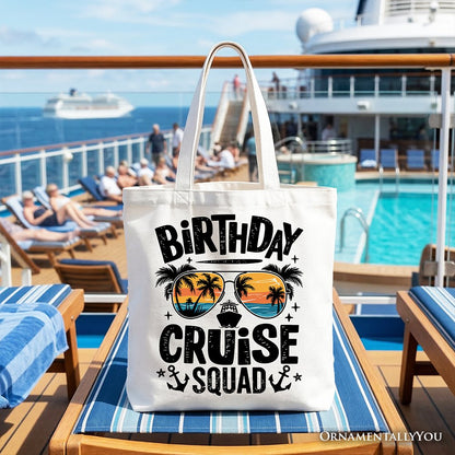 Birthday Cruise Squad Tote Bag, Tropical Vacation Cruise Trip Gift Shopper