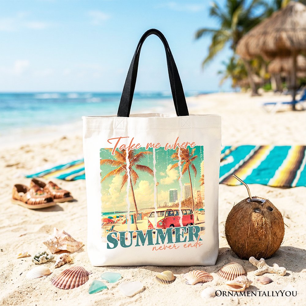 Summer Never Ends Tote Bag, Vintage Gift Shopper